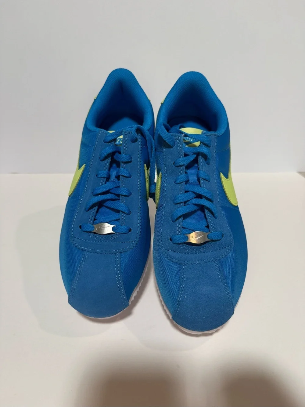 Nike Blue Retro Runner Sneakers with Neon Yellow Swoosh for kids